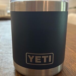 YETI Dark Blue Tumbler with Silver Trim
